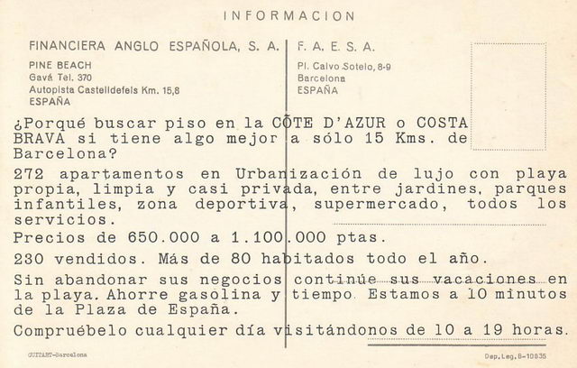 Imagen promocional para la venta y alquiler de apartamentos en PINE BEACH (Gav&agrave; Mar)